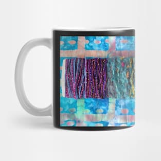 Face Mask in blue green teal purple pink yarns Mug